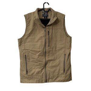 Kuhl Tan Canvas Patina Dye Hiking Nature Full Zip Vest Mens Size Large